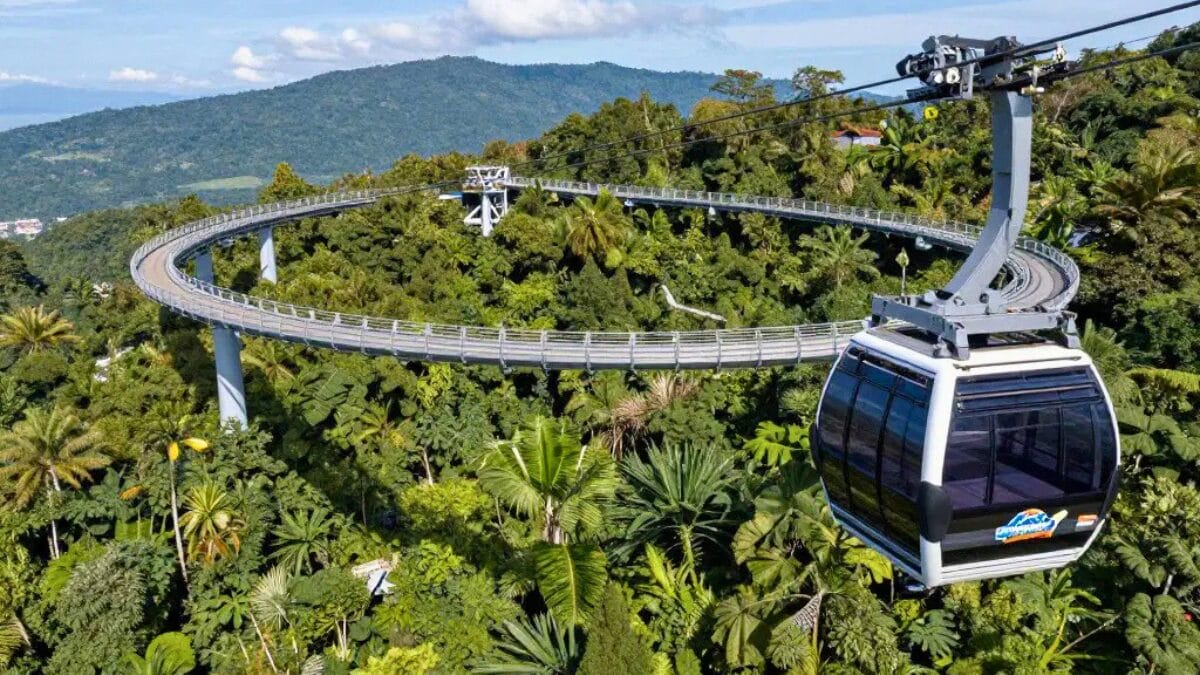 Cable car and sky bridge aerial view, Langkawi, Malaysia