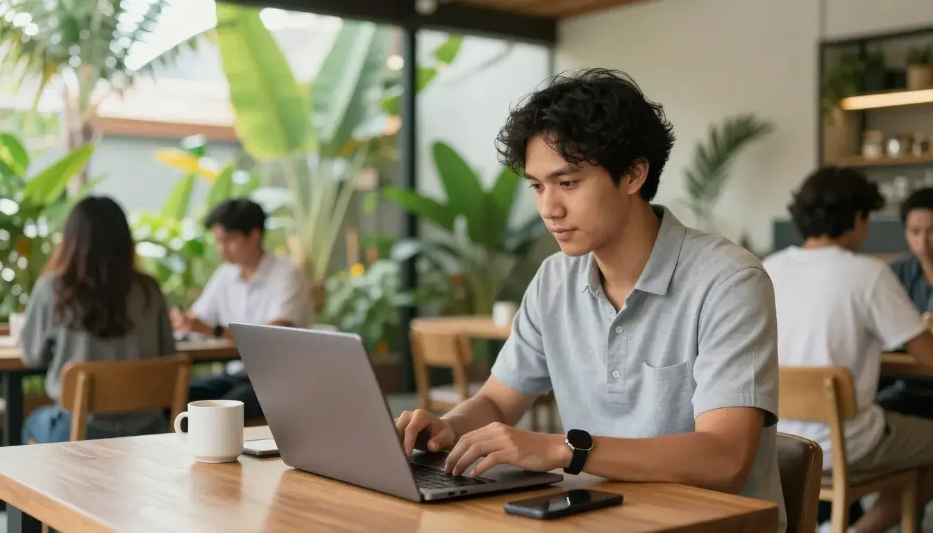 Digital nomad working from Bali coworking space