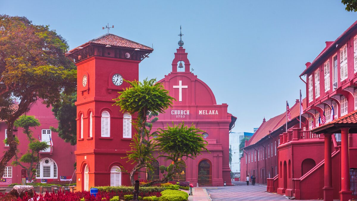 Dutch Square in Melaka with red colonial buildings, Solo Travelers Malaysia