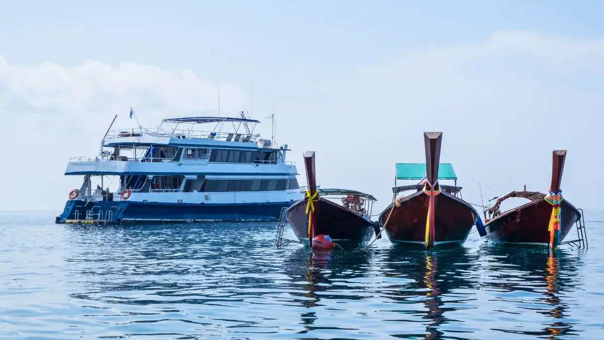Longtail Boat and Koh Phi Phi Island Ferry Ship