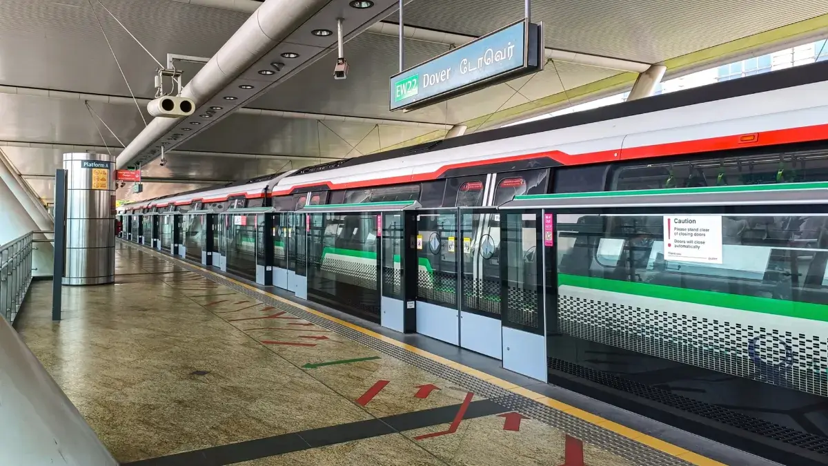 Singapore MRT station platform showing the efficient modern metro system