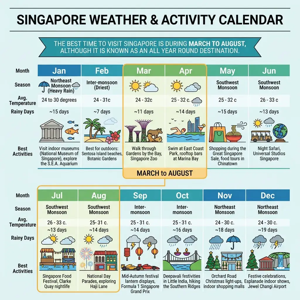 Singapore Seasonal Weather and Activity Calendar