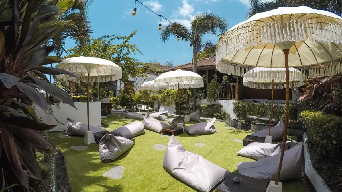 Social hostel common area in Canggu