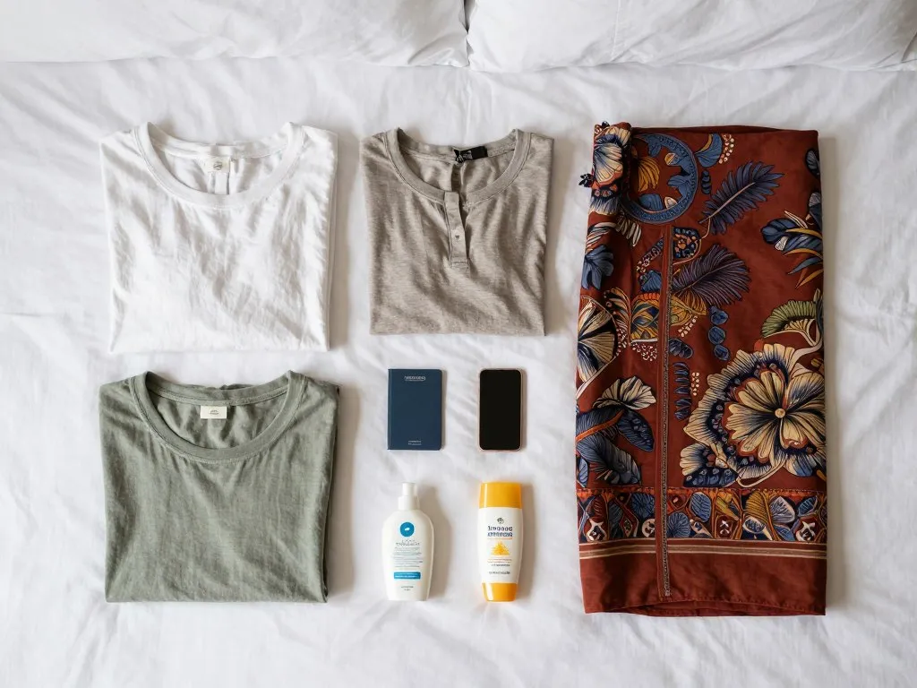 Solo traveler packing backpack for Bali trip