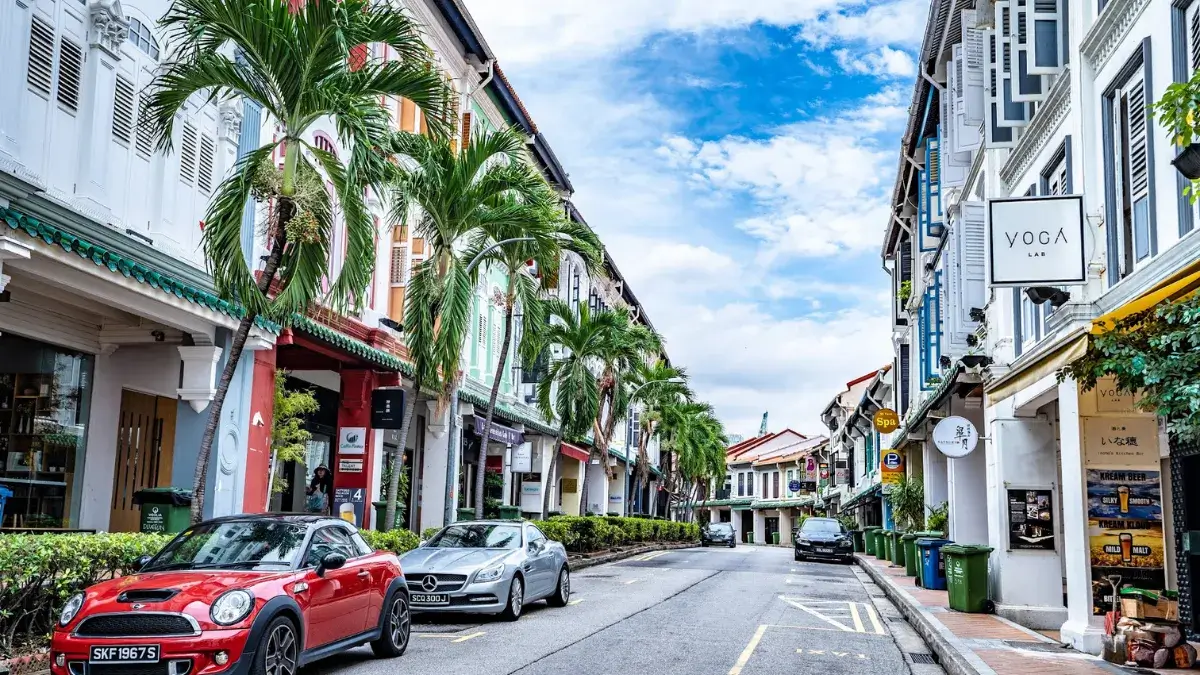 Tiong Bahru neighborhood with vintage art deco apartments and modern cafes