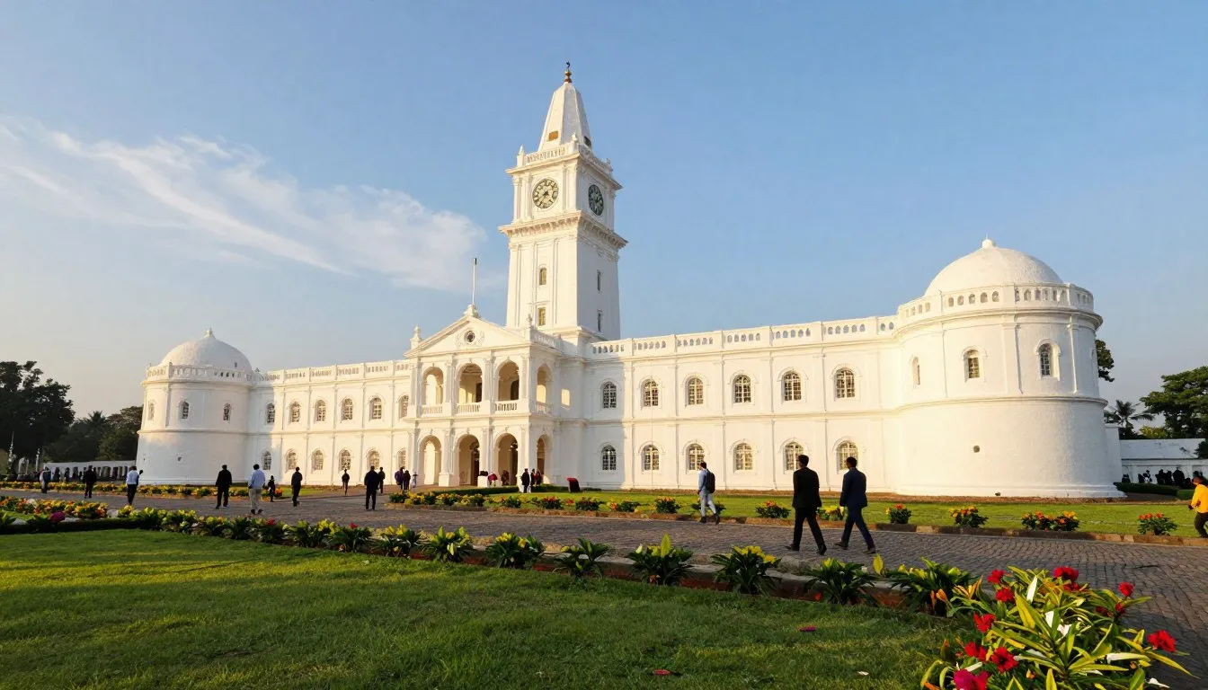 Iconic Historical Attraction Fort St George, Chennai, India, captured in the golden light of late afternoon