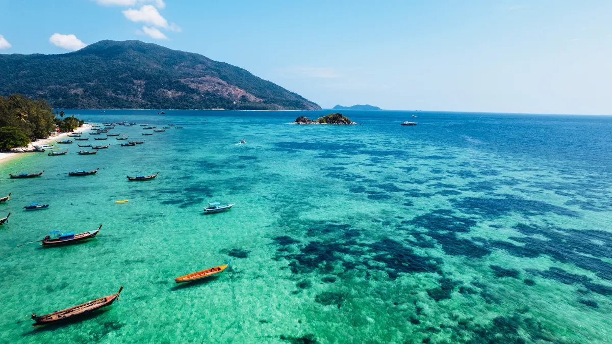 Longtail Boats and Beach at Koh Lipe