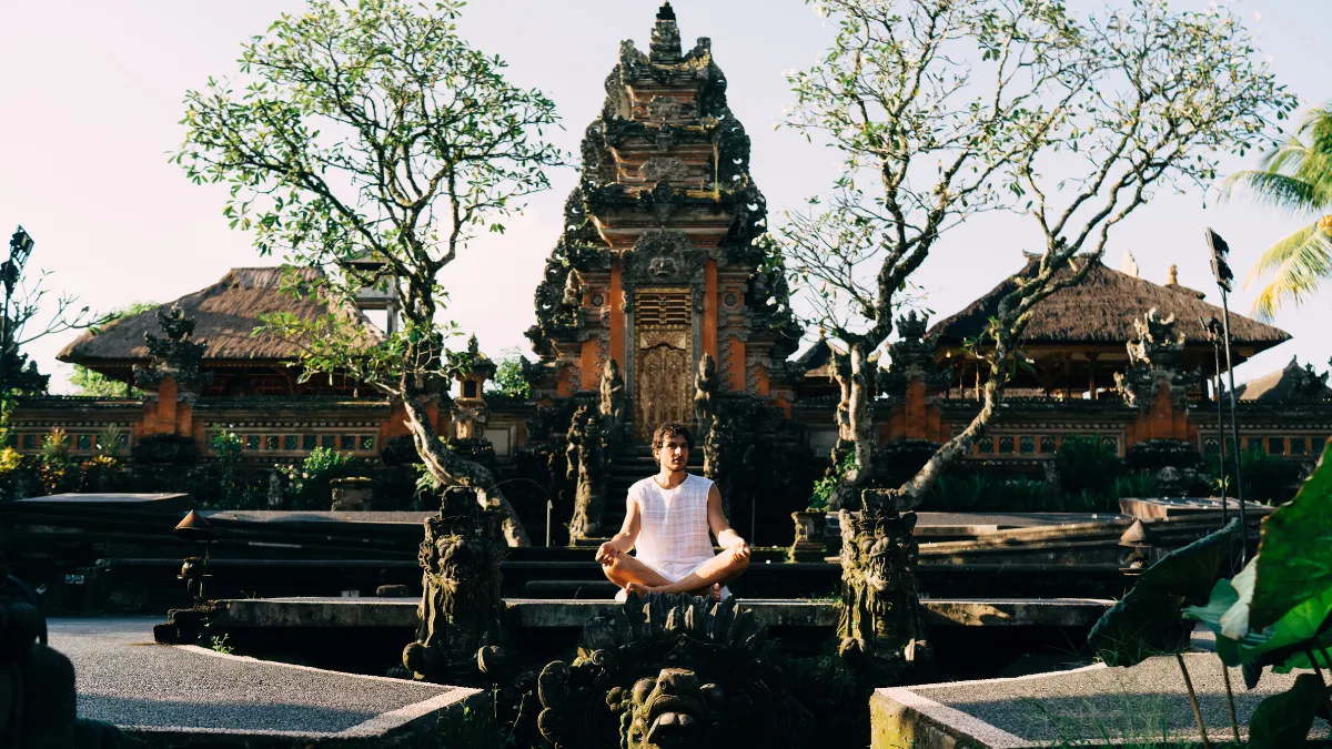Lotus Pose at the Temple in Bali