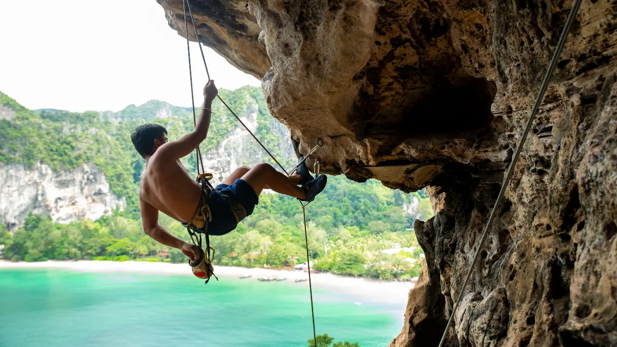 Rock climbing in Railay Beach, Krabi Thailand