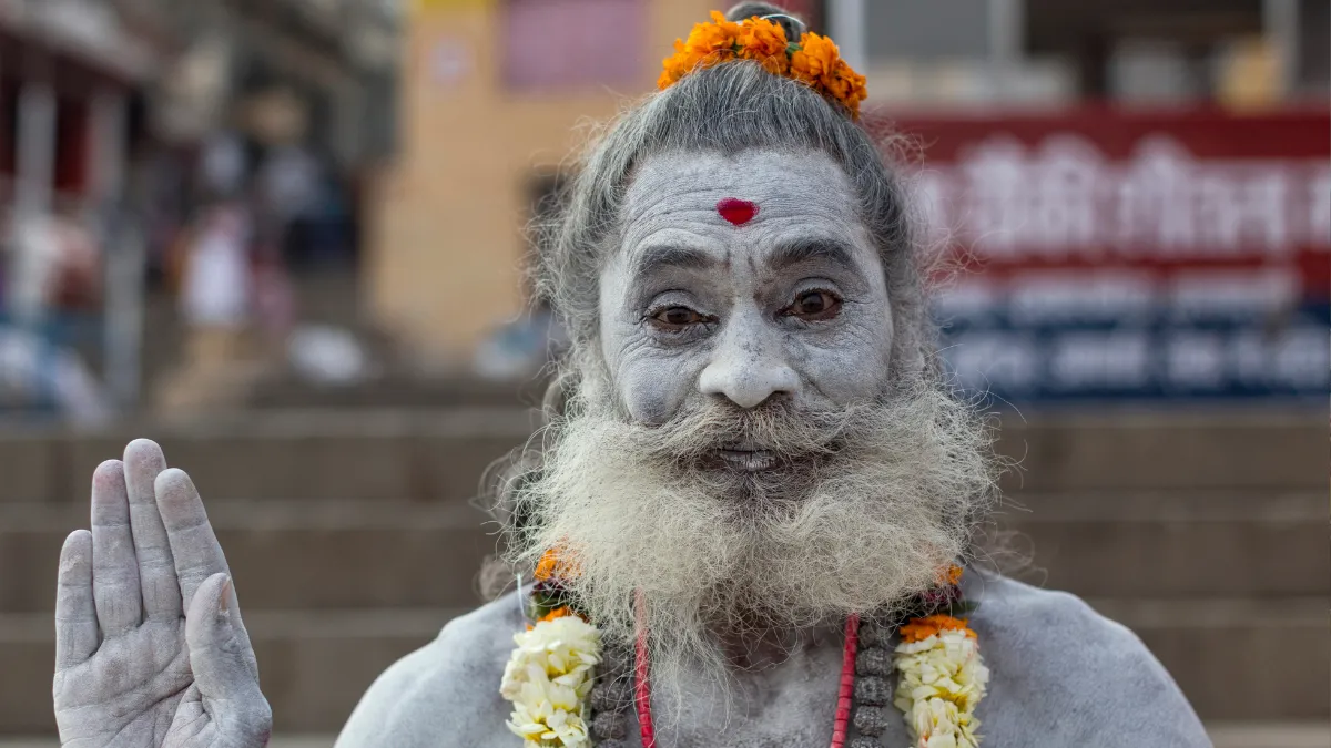 Sadhu in Varanasi India (Hindu holy men who have renounced worldly life to pursue spiritual liberation)