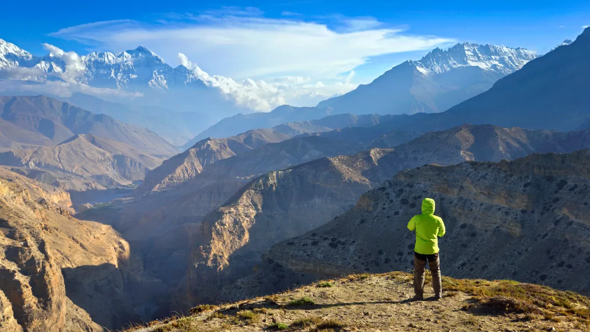 Solo Traveler looking over the Himalayas