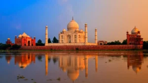 The iconic Taj Mahal at Dusk