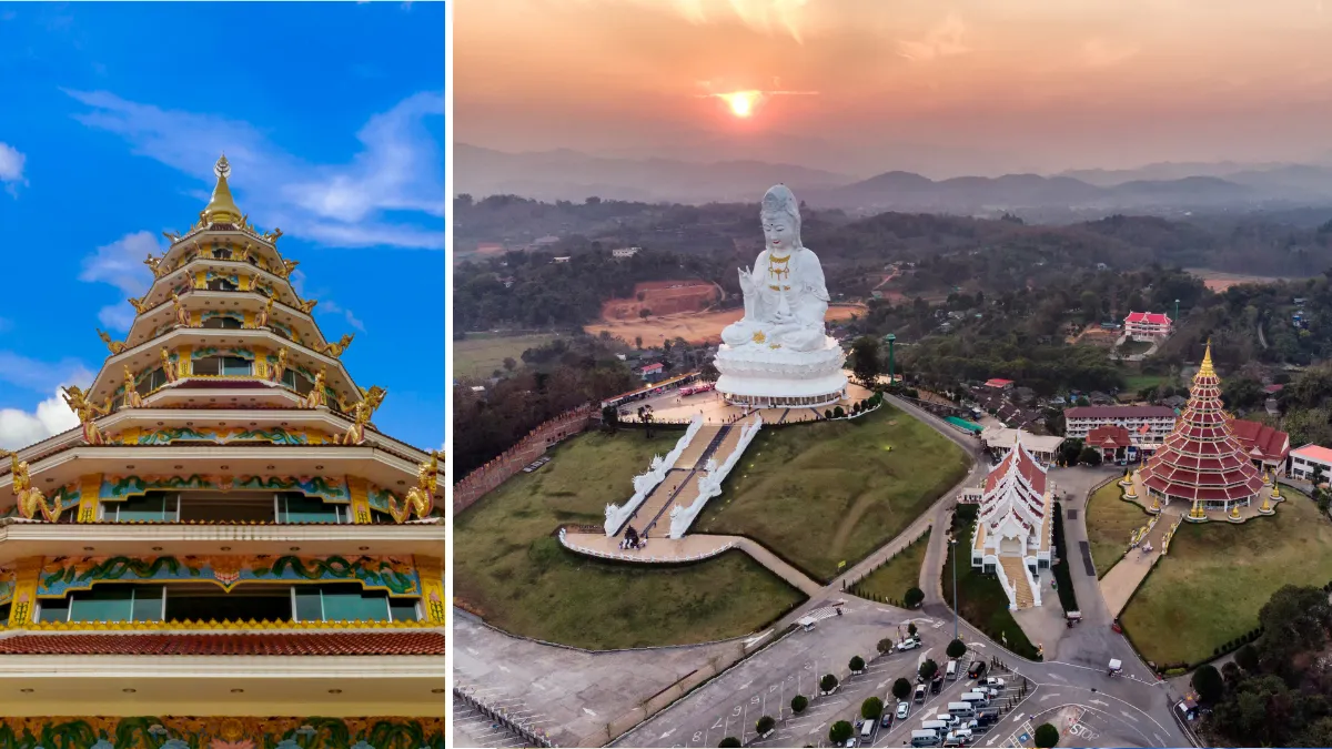 View of Wat Huay Pla Kang temple with Guanyin and church - Chiang Rai Travel Guide