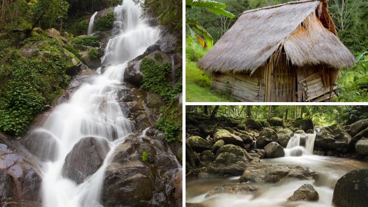 Waterfalls and Thailand Akha village