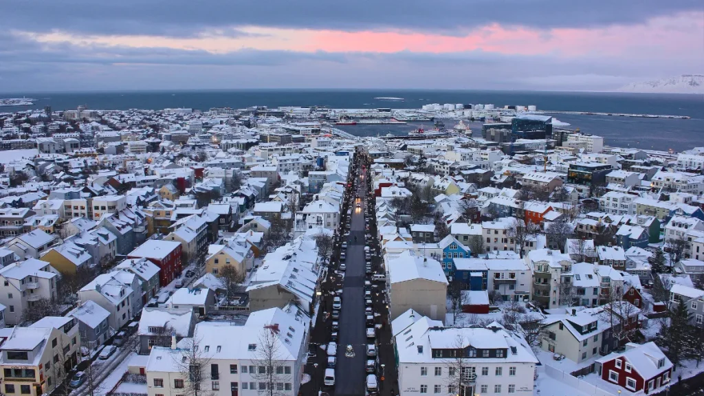 Wintery scene of Reykjavik, Iceland