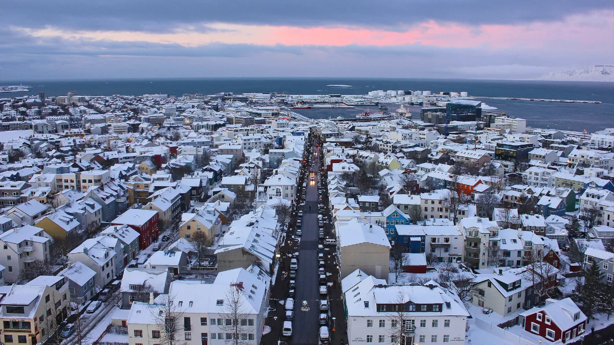 Wintery scene of Reykjavik, Iceland