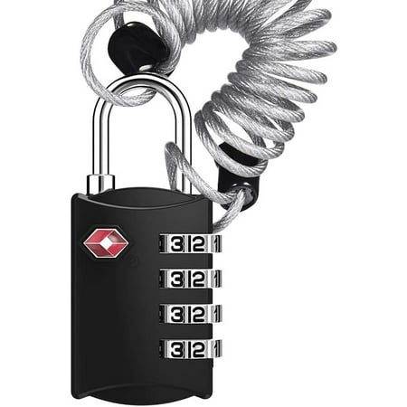 Luggage Lock, Travel Lock, Combination Padlock with Flexible Cable for Suitcase, Backpack, Cabinet, Drawer
