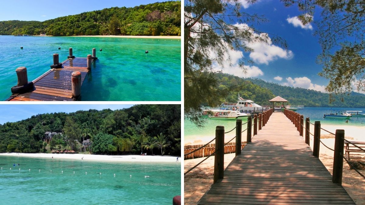 Manukan Island (TL, BL) and Sapi Island (R) short boat ride from Kota Kinabalu