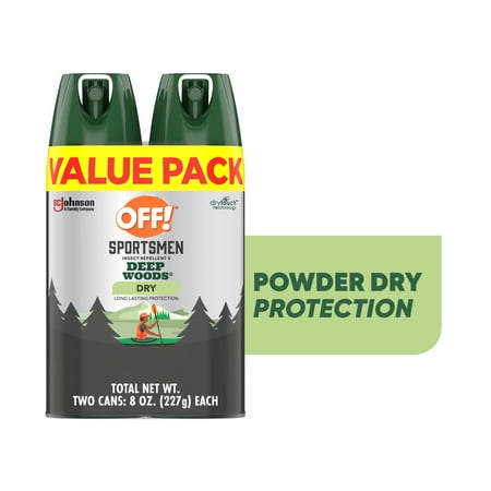 OFF! Sportsmen Deep Woods Dry Insect Repellent V, DEET Mosquito Bug Spray, 4 oz, 2 Count