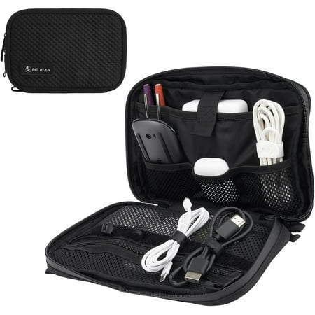 Pelican Electronic Organizer Travel Case - Portable Storage Bag with Multiple Storage Mesh Pockets for Cables, Chargers, Power Bank, AirPods - Black