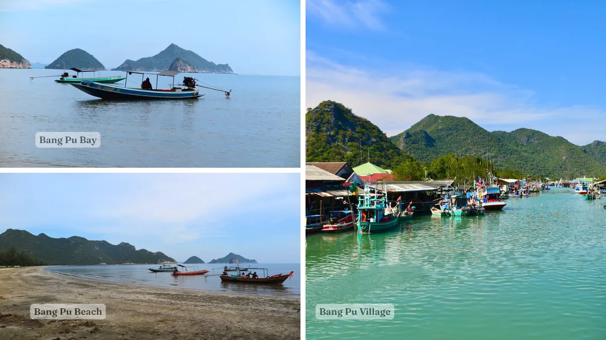 Bang Pu Bay, Bang Pu Beach, and Bang Pu Village waterfront views