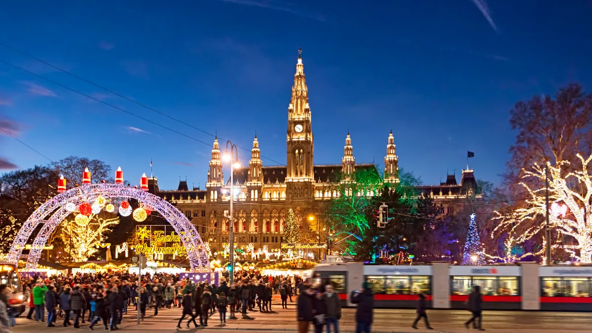 Christmas market on Rathausplatz Vienna