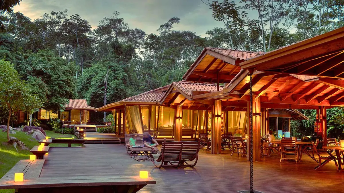 A luxury lodge structure with ceramic floors and a natural ventilation system