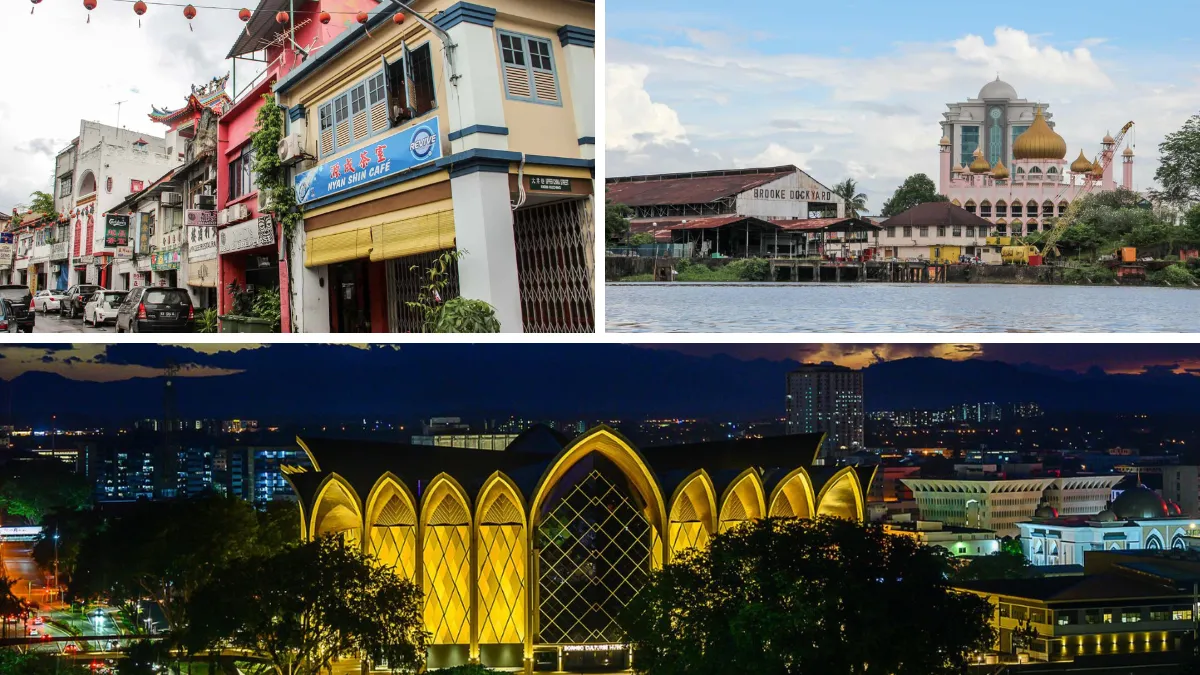 Kuching City Highlights - Shop fronts, Brooke dockyards and Borneo cultures museum
