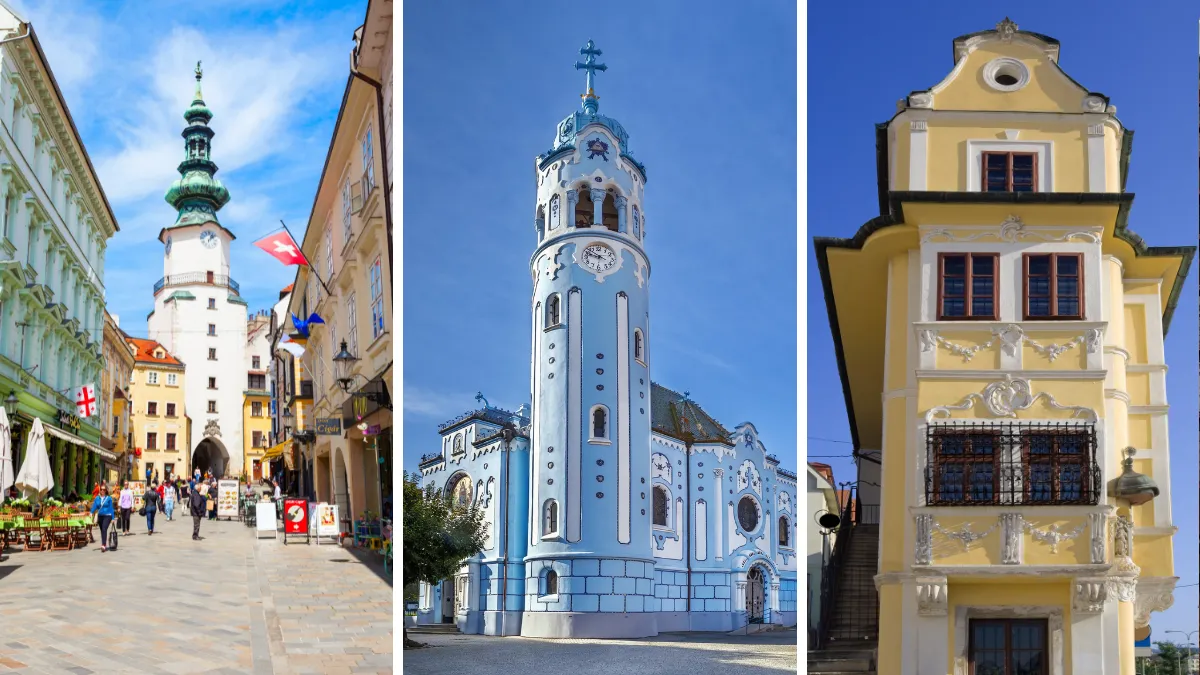 Michaels Gate in Bratislava, Church of St. Elizabeth, House of the Good Shepherd Bratislava Slovakia