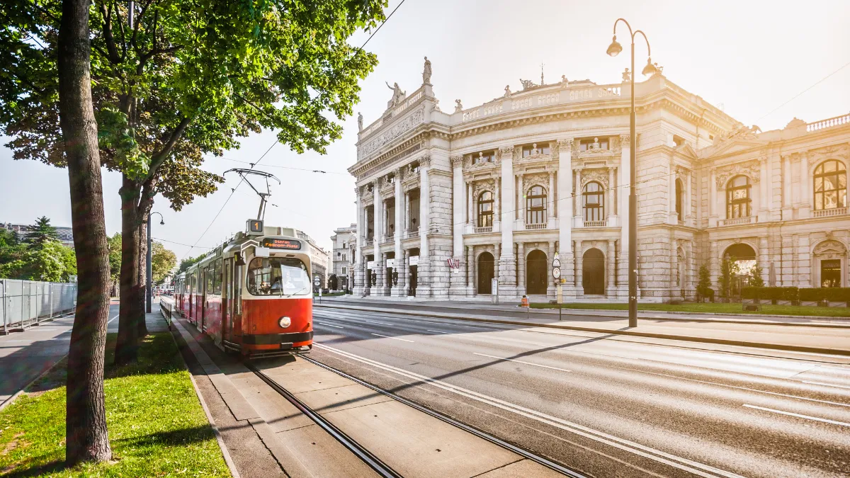 Tram in front of Burgtheater, Ringstrasse, Vienna