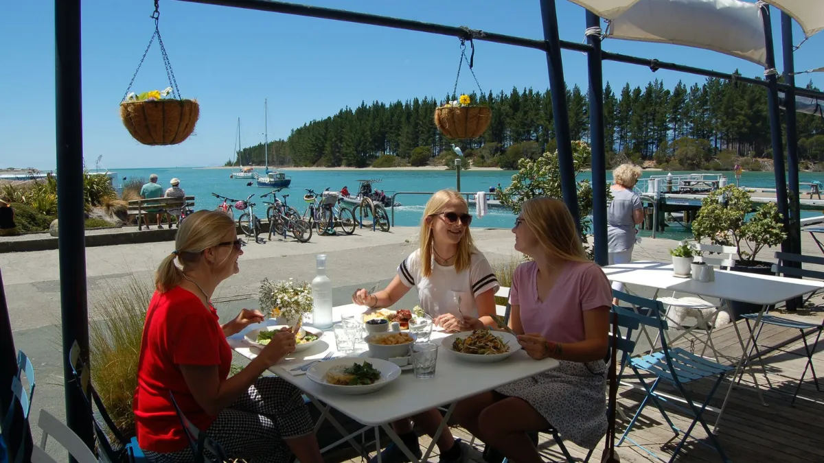 Dining at Jellyfish restaurant and bar on Mapua wharf