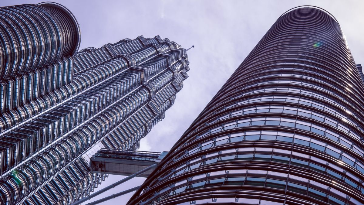Close up View from the Bottom Upwards on Petronas Towers