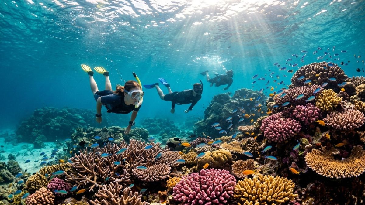 Exploring coral garden off Koh Tao