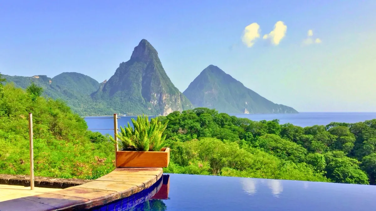 Sant Lucia views of Gros Piton and Petit Piton from resort