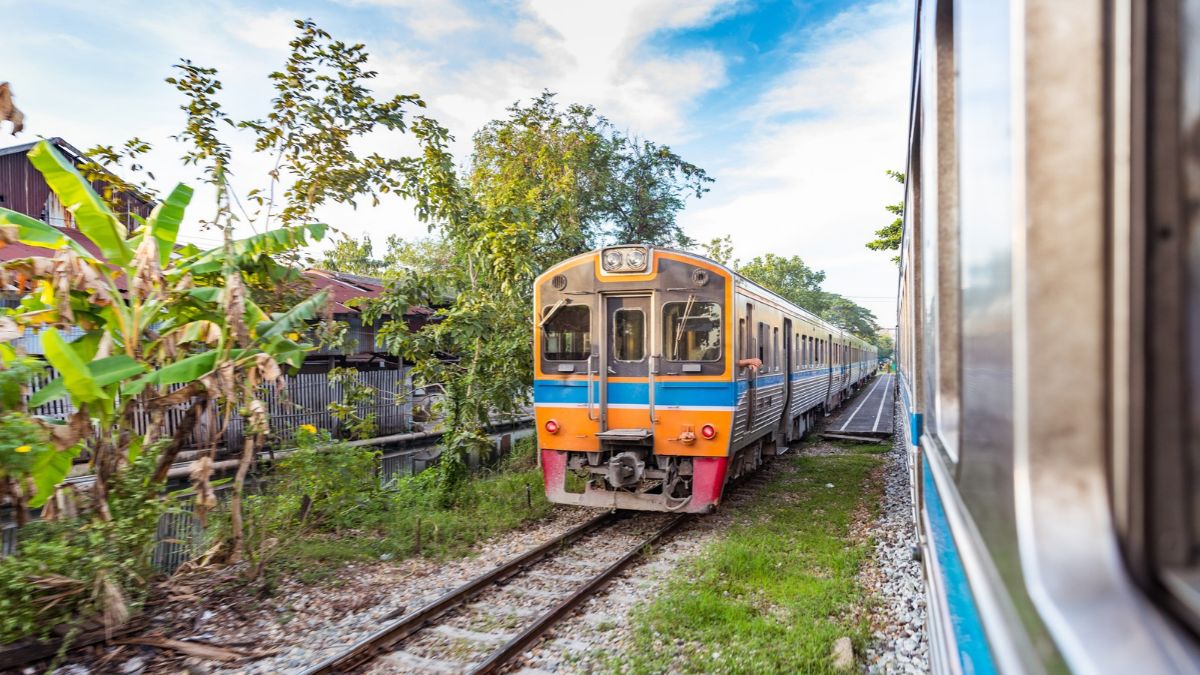 Train Trip in Thailand Countryside Out of Bangkok