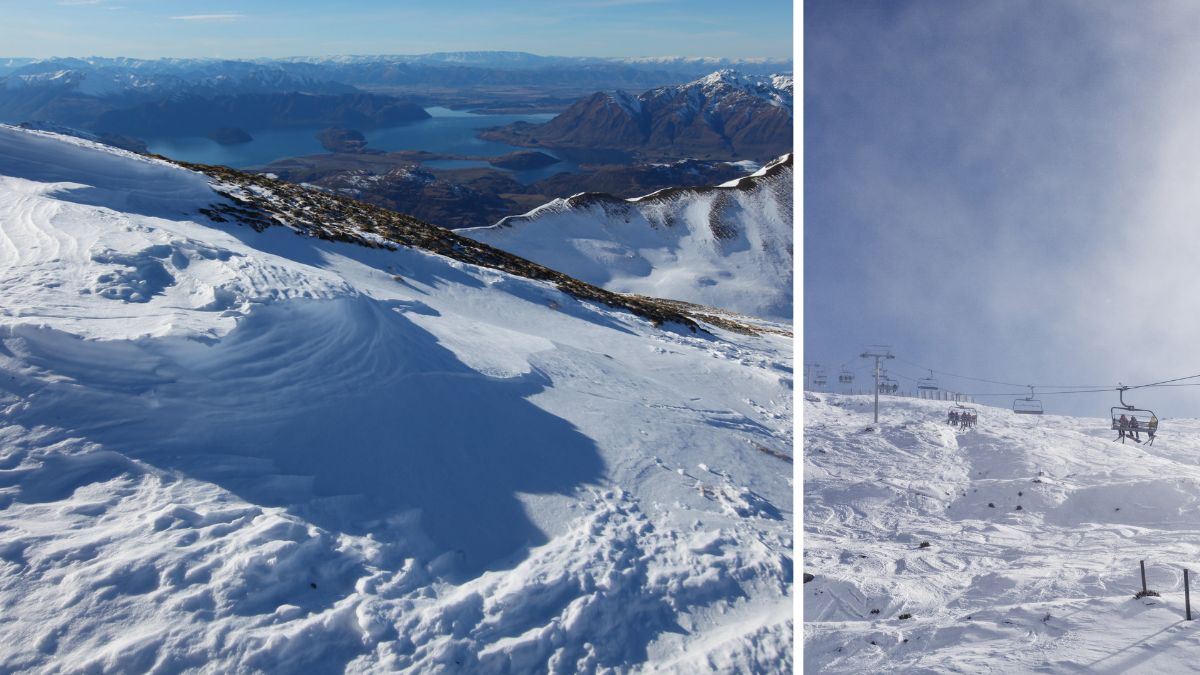 View of Wānaka from Treble Cone Ski Field and Treble Cone lifts